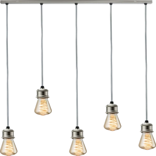 Calla 230V E27 Vintage 5 Light Bar Pendant Brushed Chrome