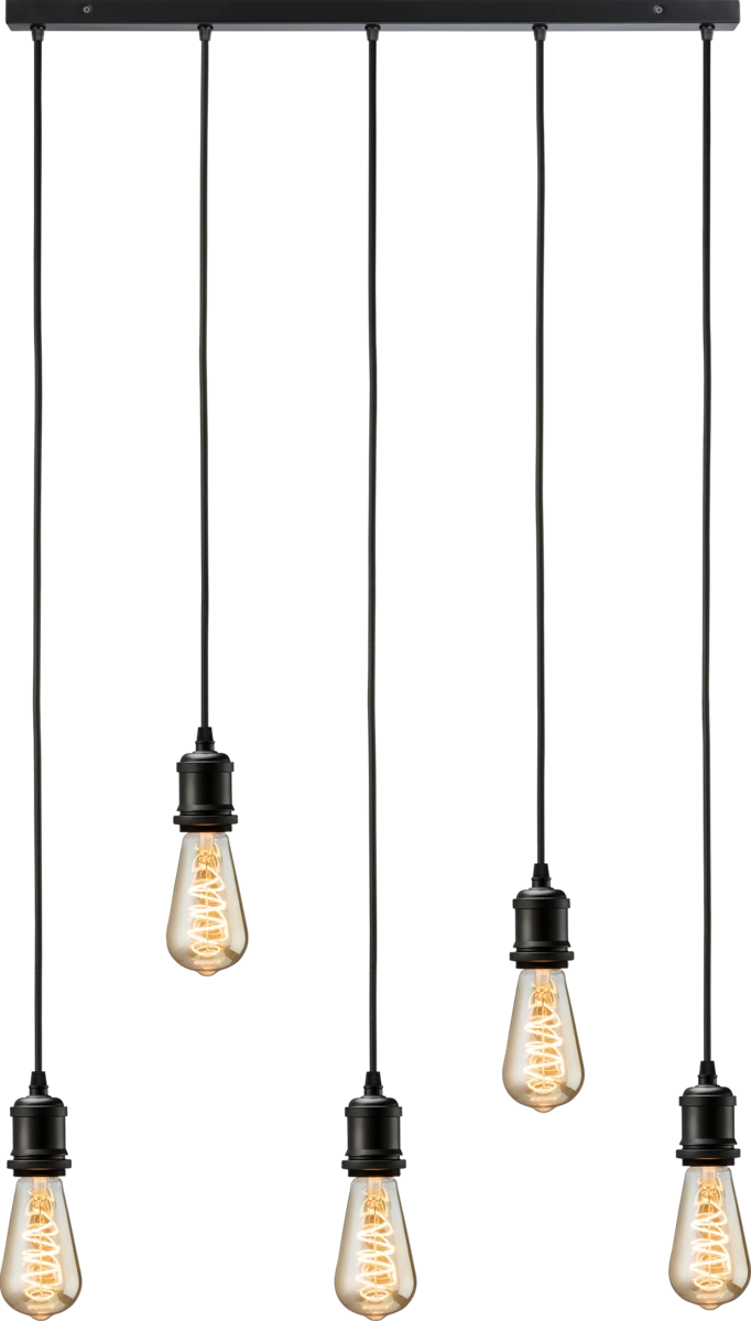 Calla 230V E27 Vintage 5 Light Bar Pendant Matt Black