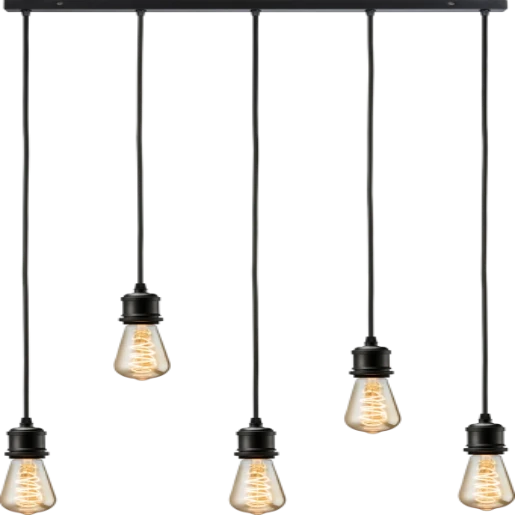 Calla 230V E27 Vintage 5 Light Bar Pendant Matt Black