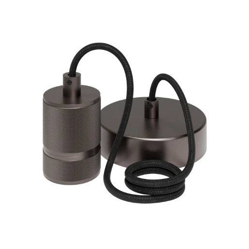 Calex Retro Pendant E27 Aluminium Gun Metal Grey 1 Ring Mode