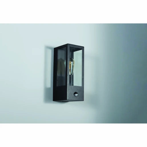 Barella Wall Lantern Single E27 Pir Black