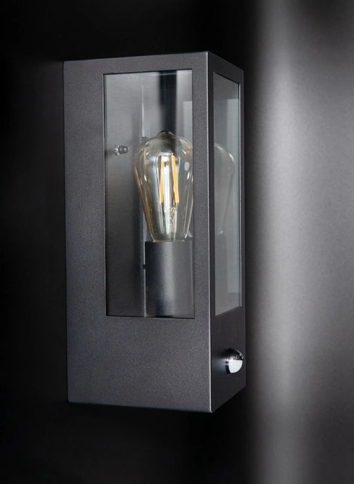 Barella Wall Lantern Single E27 Pir Black