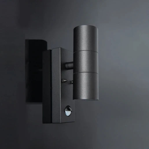 LUSO II GU10 Up & Down PIR Wall Light Black