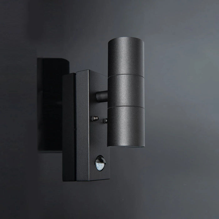 LUSO II GU10 Up & Down PIR Wall Light Black