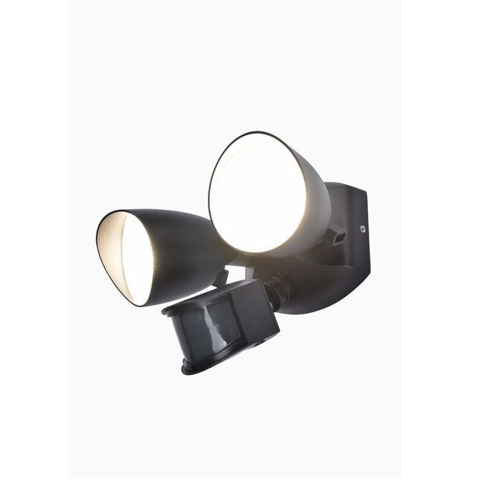 Shrimp PIR IP54 23.5W LED Twin Wall Light in Black 1700 lumen 4000K