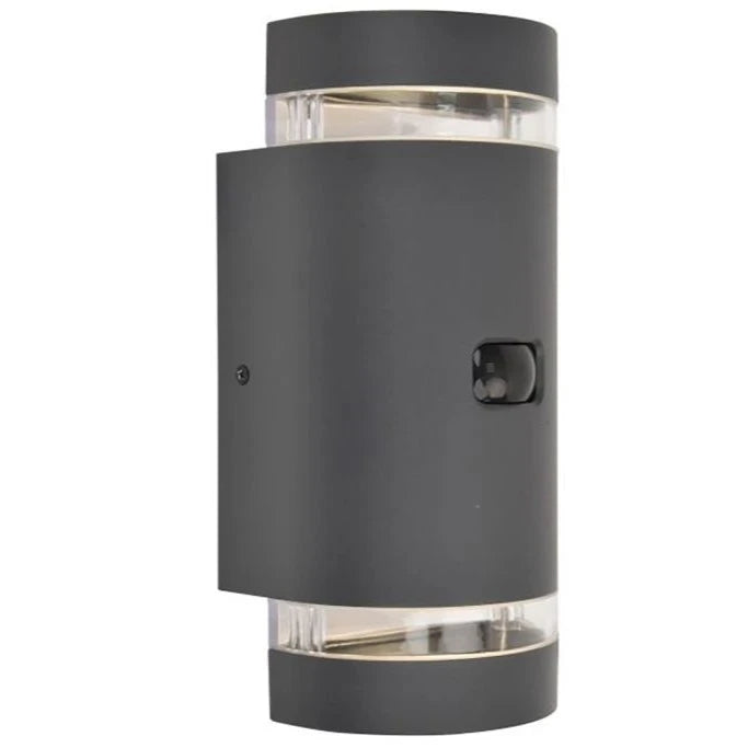 Focus Pir Ip44 2 X Gu10 Up & Down Wall Light In Dark Grey
