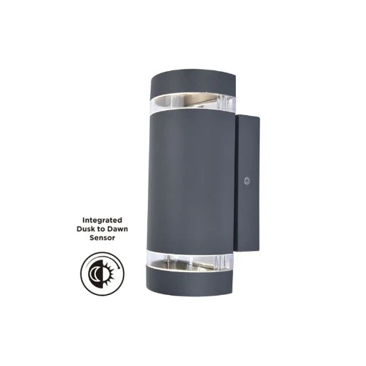 Focus D2D Ip44 2 X Gu10 Up & Down Wall Light In Dark Grey