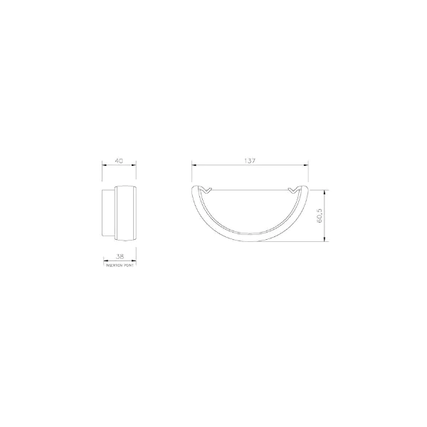 PVC Gutter - FloPlast - 112mm - External Stop End - Black