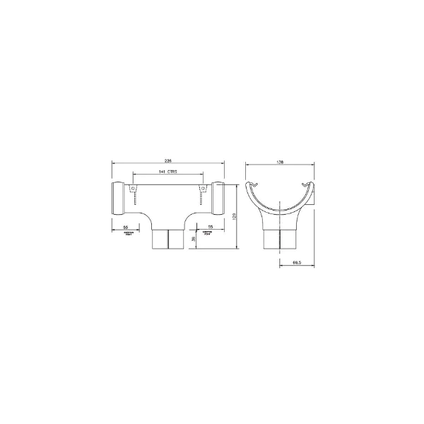 PVC Gutter - FloPlast - 112mm - Running Outlet to 68mm - Black