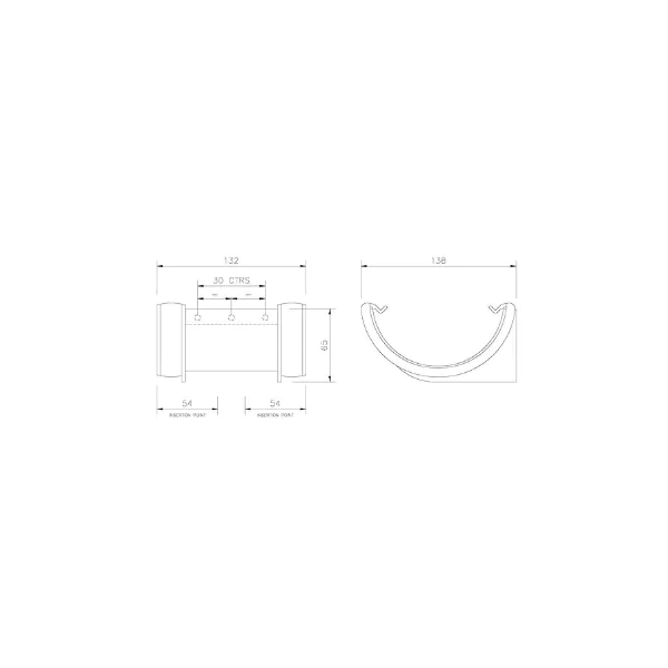 PVC Gutter - FloPlast - 112mm - Gutter Union / Joiner - Black