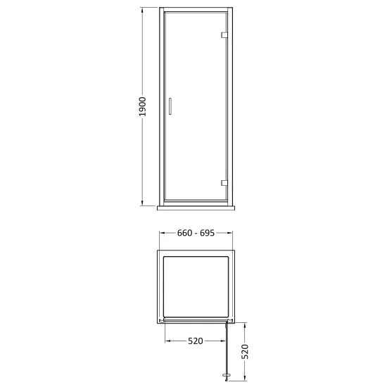 Rene Hinged Shower Door - 1900 x 700mm