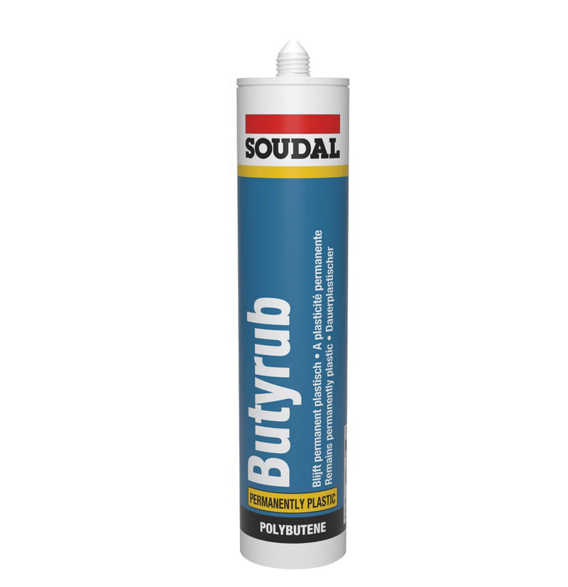 Soudal Butyrub - Butyl Based Gun Mastic - Grey For Sealing Foam Fillers
