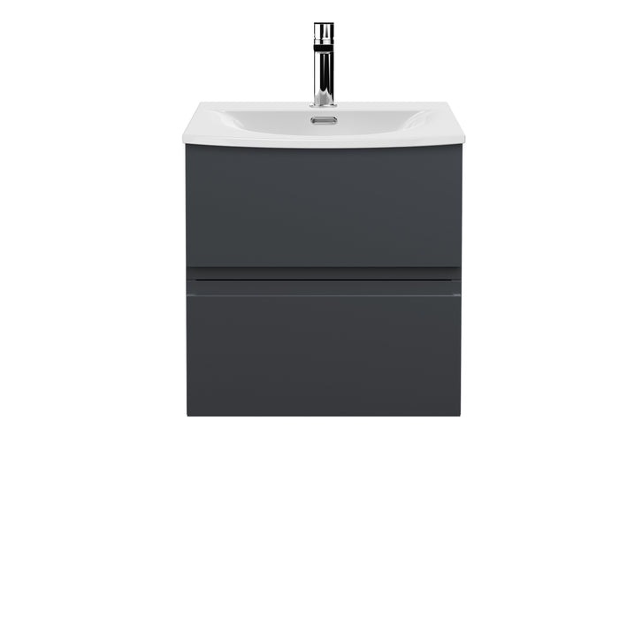 Urban Wall Hung 2 Drawer Vanity & Curved Ceramic Basin, 500mm
