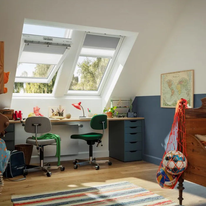 VELUX White Maintenance Free GGU PK06 Polyurethane Centre Pivot Roof Window - 94cm x 118cm