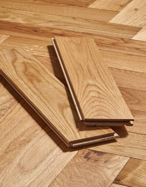 Solid Wood Flooring Natural Unfinished Parquet Oak (£41.10 per sqm