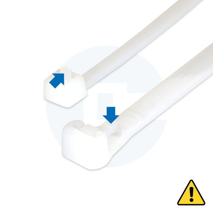 Natural White Reusable Cable Ties - Pack of 100