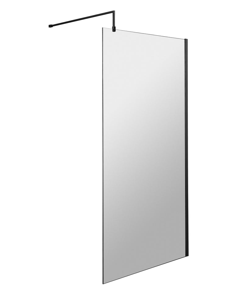 1000mm Wetroom Screen With Black Support Bar Hudson Reed