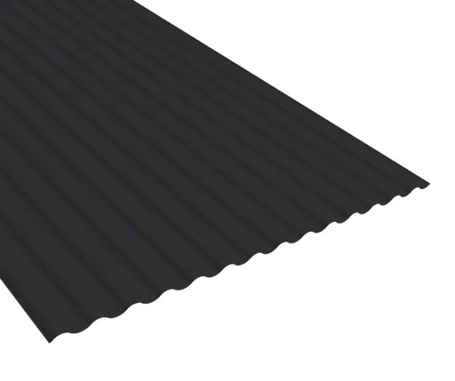 Corrugated Profile Steel Sheet - 13.5x3" - 0.5mm Thick - Plastic Coated - Black