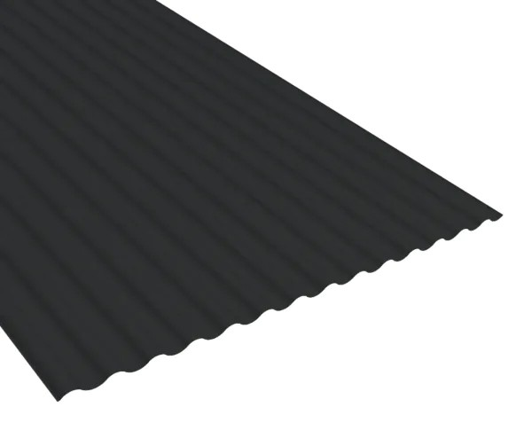 Corrugated Profile Steel Sheet - 13.5x3" - 0.5mm Thick - Plastic Coated - Black