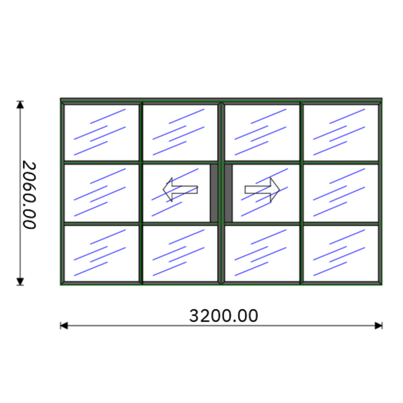 3200mm Black Internal Aluminium Sliding Door - AluSpace Internal Screening System