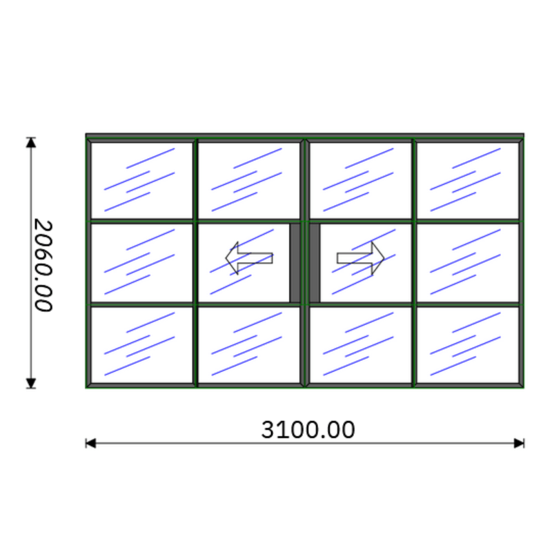3100mm Black Internal Aluminium Sliding Door - AluSpace Internal Screening System