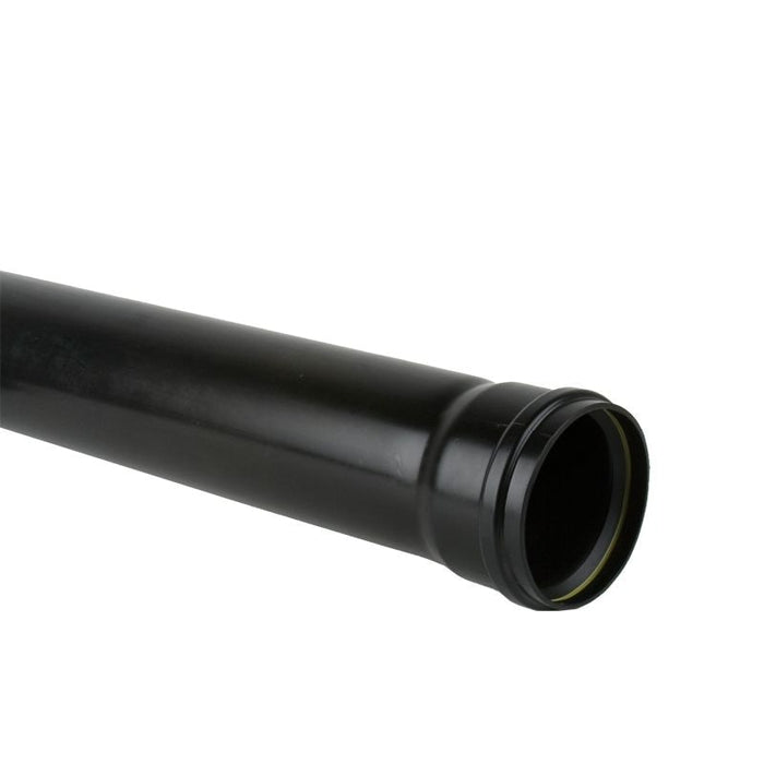 110mm 3m Single Socket Ended Pipe in Black