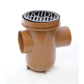 110mm Back Inlet Bottle Gully with Plastic Grid