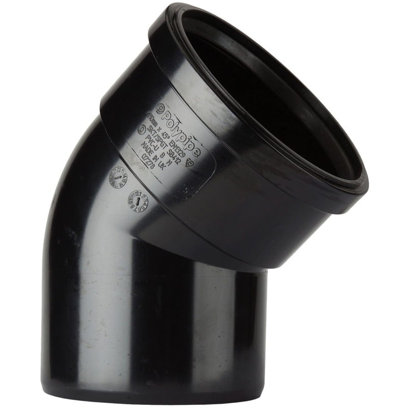 110mm x 135° Soil Bend Single Socket Black