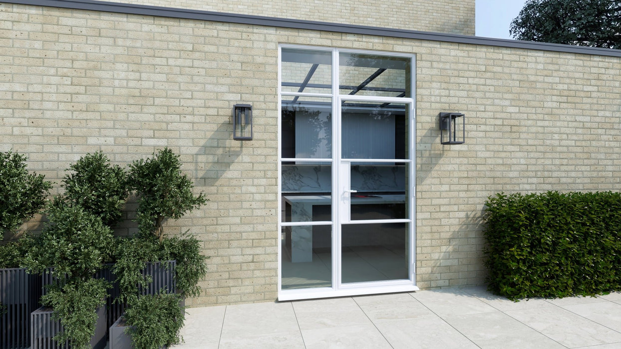 1500mm White Aluminium Heritage Single Door with Side and Top Window