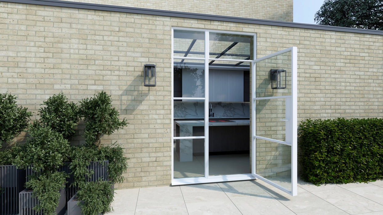 1500mm White Aluminium Heritage Single Door with Side and Top Window