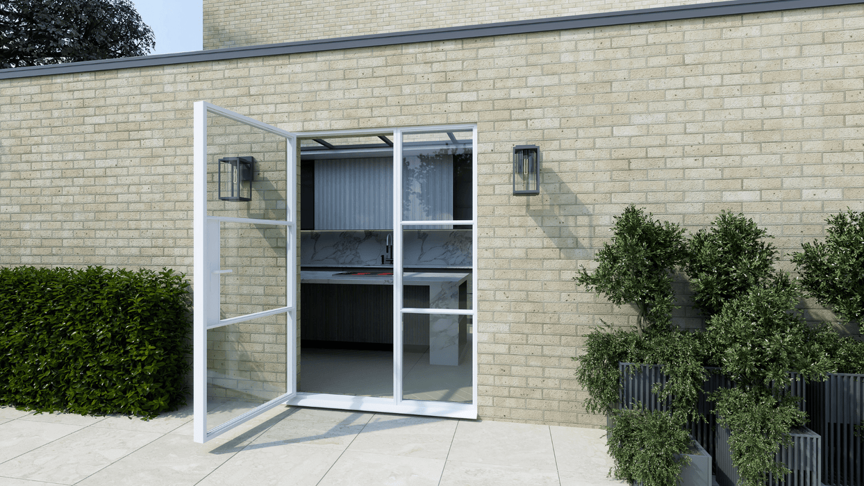 1500mm White Aluminium Heritage Single Door with Side Window