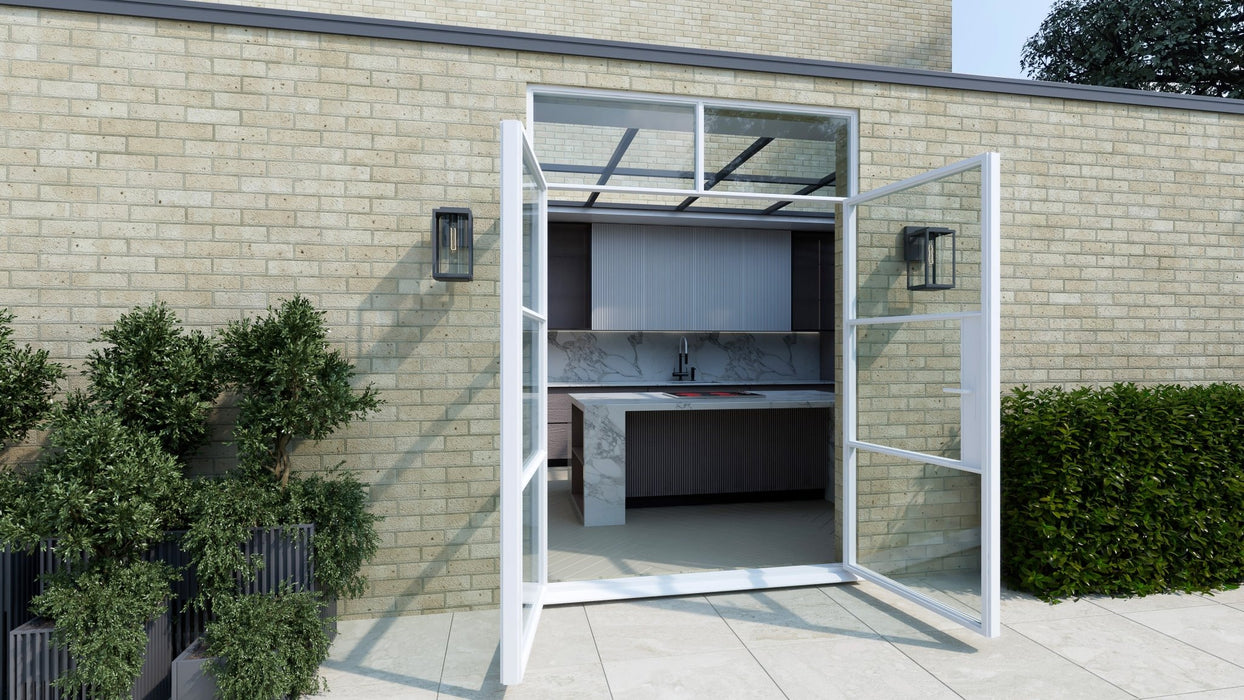 1300mm - White Heritage Aluminium French Doors with Top Window