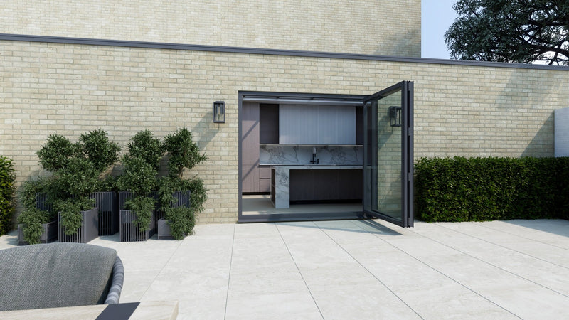 Anthracite Grey Aluminium Bifold Door SMART system - 2 sections
