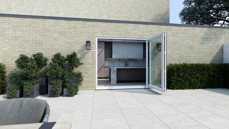 White Aluminium Bifold Door SMART system - 2 sections