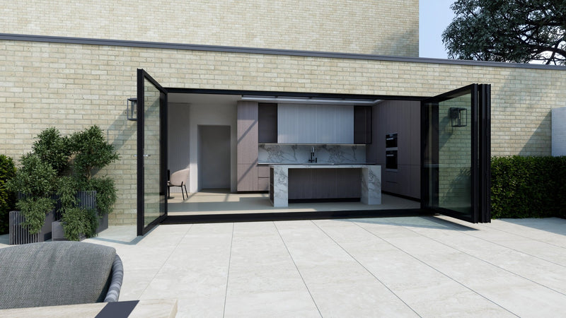 Black Aluminium Bifold Door SMART system - 4 sections