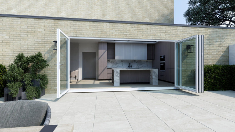 White Aluminium Bifold Door SMART system - 4 sections