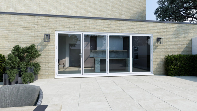 White Aluminium Bifold Door SMART system - 4 sections