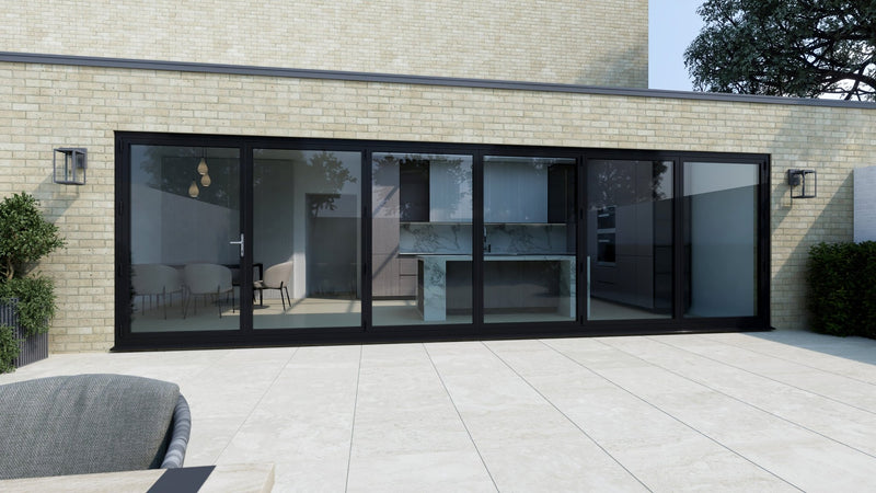 Black on White Aluminium Bifold Door SMART system - 6 sections