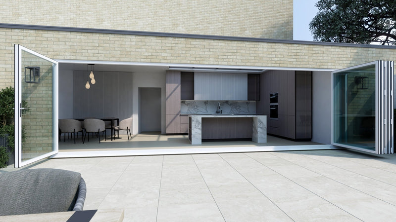 White Aluminium Bifold Door SMART system - 6 sections
