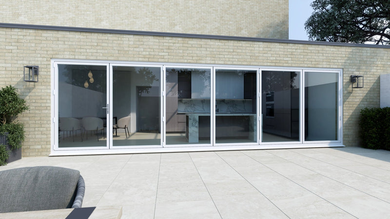 White Aluminium Bifold Door SMART system - 6 sections
