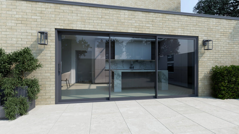 Anthracite Grey  Aluminium Sliding Doors (3.5m x 2.1m) - Visoslide 2000