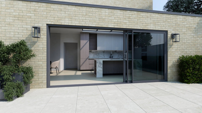 Anthracite Grey Aluminium Sliding Doors (3m x 2.1m) - Visoslide 2000