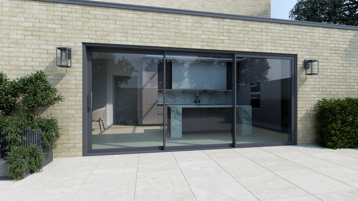 Anthracite Grey Aluminium Sliding Doors (6m x 2.1m) - Visoglide Plus