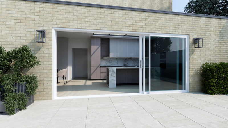White Aluminium Sliding Doors (3.5m x 2.1m) - Visoslide 2000