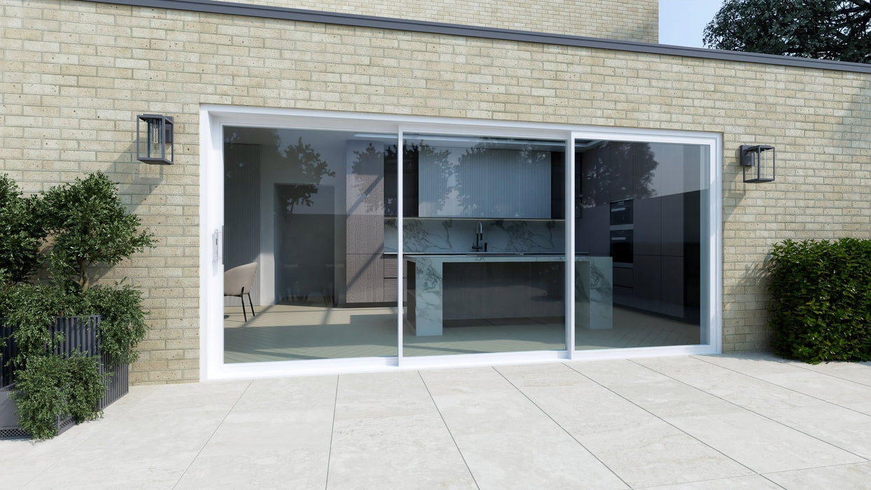 White Aluminium Sliding Doors (4m x 2.1m) - Visoslide 2000