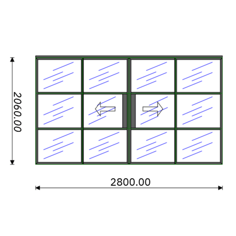 2800mm Internal Aluminium Sliding Door - AluSpace Internal Screening System