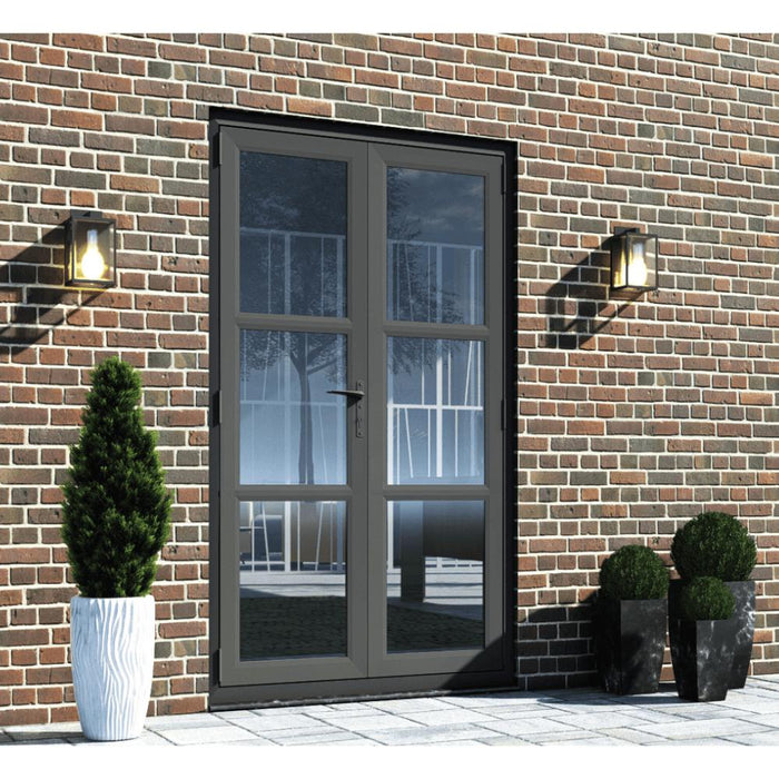 1400mm Anthracite Grey on White PVCu Heritage French Door