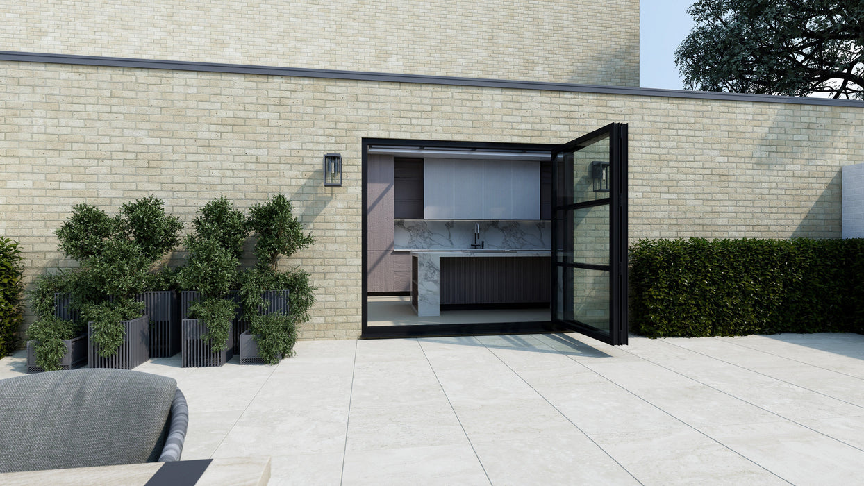 1500mm Black on White Heritage Visofold 1000 Bifold Door - 2 sections