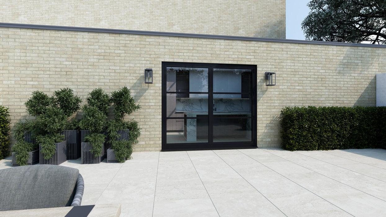 1500mm Black on White Heritage Visofold 1000 Bifold Door - 2 sections