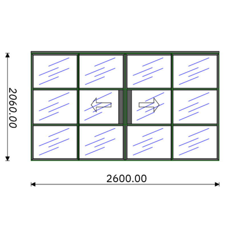 2600mm Black Internal Aluminium Sliding Door - AluSpace Internal Screening System